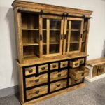 Duży bufet z podwójnymi drzwiami szklanymi, szufladki 180cm seria Loft - obrazek 2