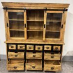 Duży bufet z podwójnymi drzwiami szklanymi, szufladki 180cm seria Loft