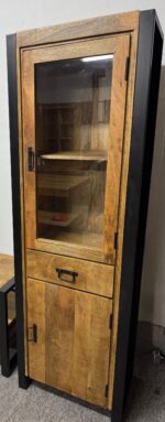 Witryna szklana słupek 60cm seria Britt drewno mango - obrazek 5