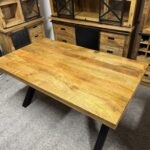 Drewniany loftowy stół do jadalni mango blat 180cm nogi X - obrazek 2