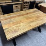 Drewniany loftowy stół do jadalni mango blat 180cm nogi X - obrazek 5