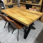 Drewniany loftowy stół do jadalni mango blat 180cm nogi X