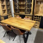 Drewniany loftowy stół do jadalni mango blat 180cm nogi X - obrazek 3