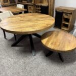 Drewniany okągły stół do jadalni blat mango 140cm - obrazek 2