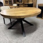 Drewniany okągły stół do jadalni blat mango 140cm - obrazek 3