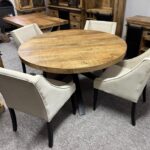 Drewniany okągły stół do jadalni blat mango 140cm