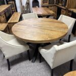 Drewniany okągły stół do jadalni blat mango 140cm - obrazek 4
