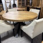 Drewniany okągły stół do jadalni blat mango 140cm - obrazek 5