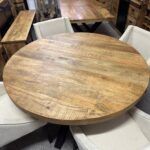Drewniany okągły stół do jadalni blat mango 140cm - obrazek 6