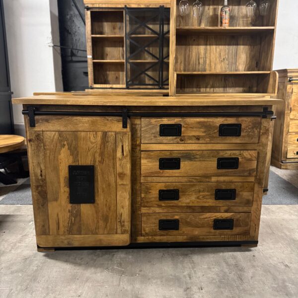 Drewniana komoda z przesuwnymi drzwiami 140cm seria Works