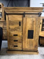 Komoda z drewna mango z przesuwnymi drzwiami seria Works 90