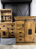 Komoda z drewna mango z przesuwnymi drzwiami seria Works 90 - obrazek 3