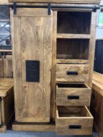 Komoda z drewna mango z przesuwnymi drzwiami seria Works 90cm - obrazek 8