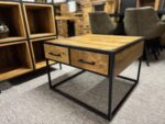 Kwadratowy stolik kawowy 70x70 z dwiema szufladkami LOFT - obrazek 5