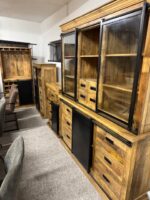 Stylowy drewniany kredens witryna 160cm seria Loft szufladki - obrazek 5