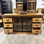 Piękna drewniana komoda 190cm przesuwne drzwi z szybą seria Loft - obrazek 9