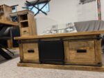 Drewniany loftowy stolik mango z przesuwnymi metalowymi drzwiami 120cm seria Loft - obrazek 7