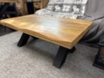 Drewniany loftowy stolik 120cm blat Live Edge X - obrazek 7