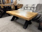 Drewniany loftowy stolik 120cm blat Live Edge X - obrazek 5