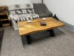 Drewniany loftowy stolik 120cm blat Live Edge X - obrazek 6
