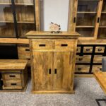 Drewniana loftowa komoda z otwieranymi drzwiami 90cm seria Loft - obrazek 2